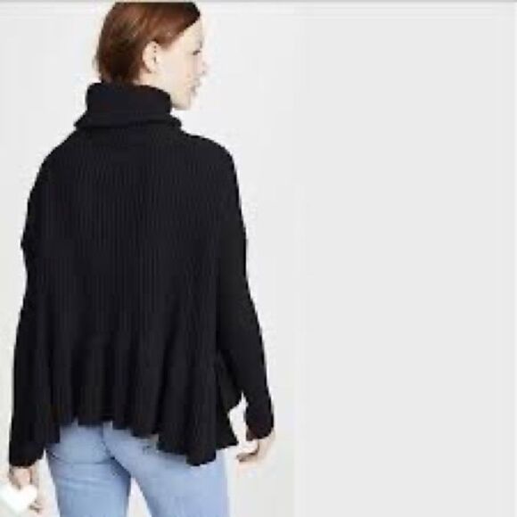 NWT Free People Black Layer Cake Ribbed Turtleneck Sweater Sz XS - Picture 3 of 8